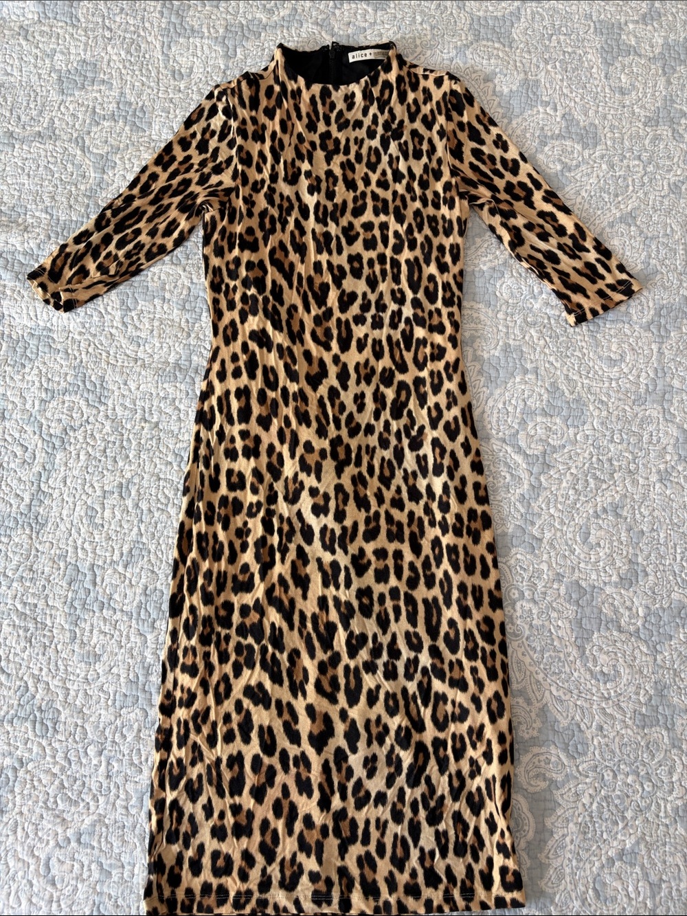 Alice + Olivia Leopard-Print Midi Dress in Tan and Black